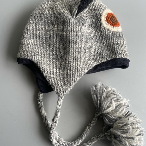 NWOT Owl Fleece lined Beanie + pom poms - Picture 5 of 5